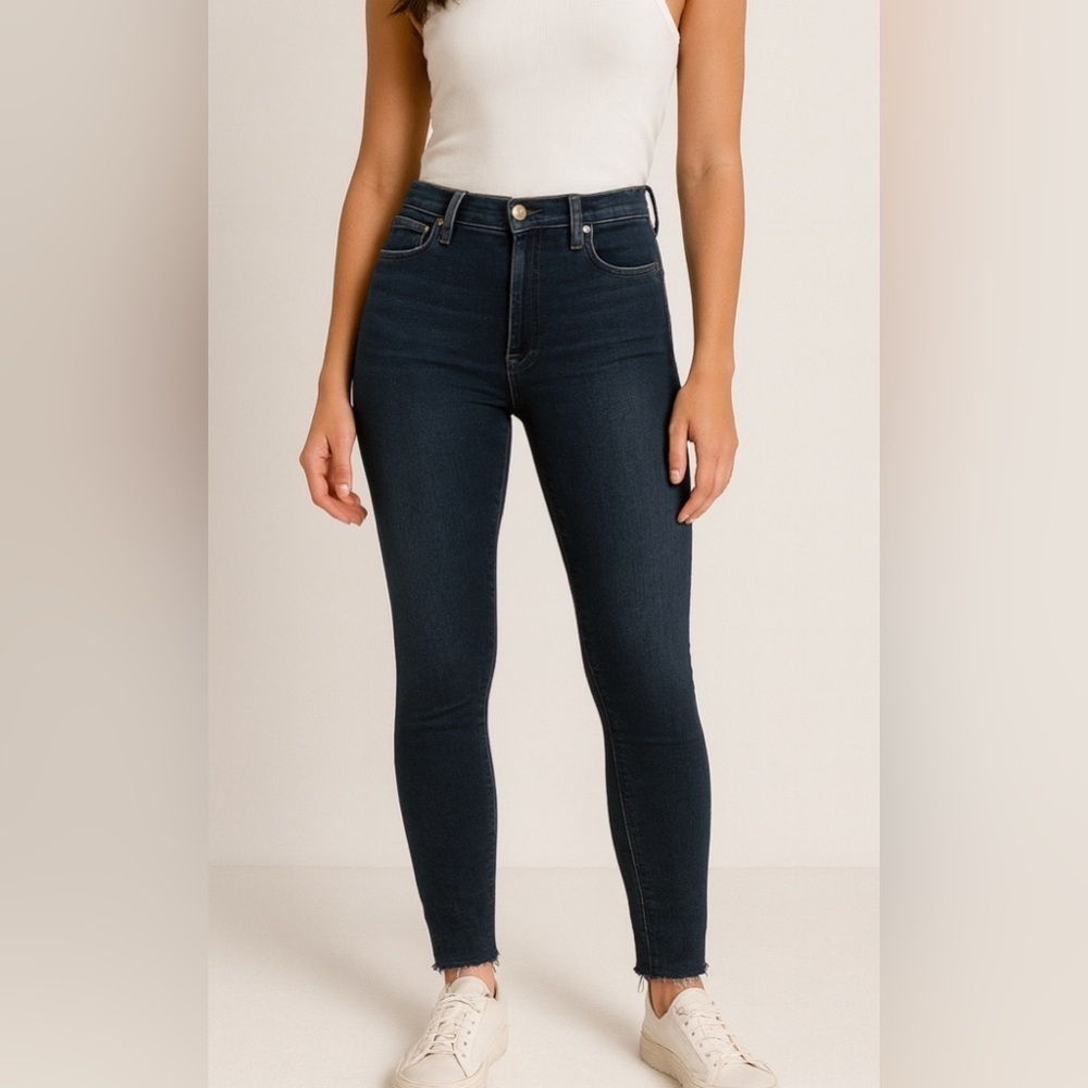 FRAME Le Skinny de Jeanne Fayette Mid-Rise Stretch Jeans Women’s Size 26 Raw Hem
